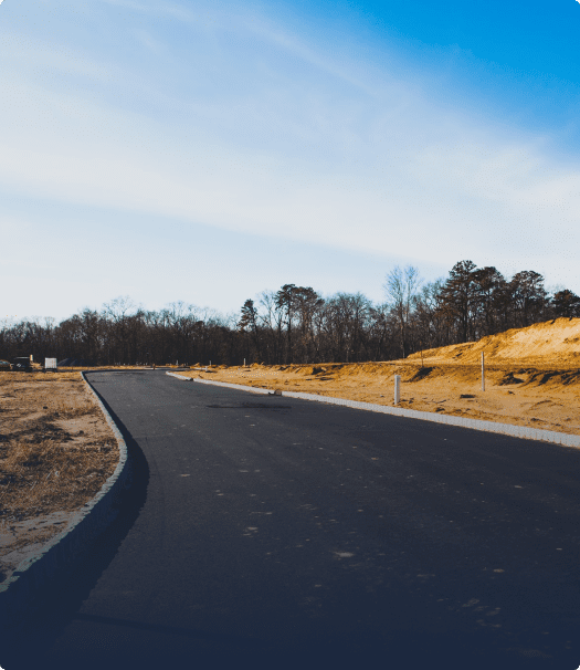 Empty newly paved road